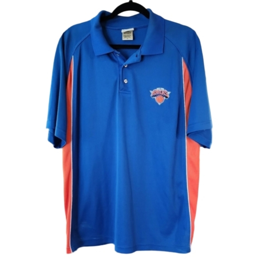 New‎ York Knicks NBA Basketball Blue Orange Athletic Polo Men's Large